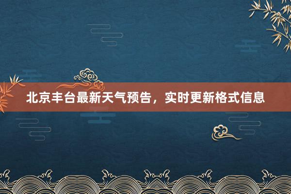 北京丰台最新天气预告，实时更新格式信息